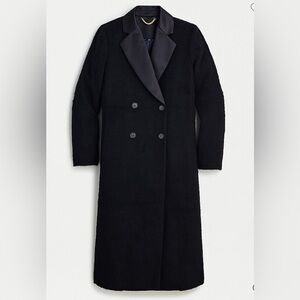 J. Crew Collection tuxedo coat in fuzzy wool black top coat trench EUC M medium